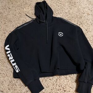 Virus Black Crop Hoodie with Logo Size XS